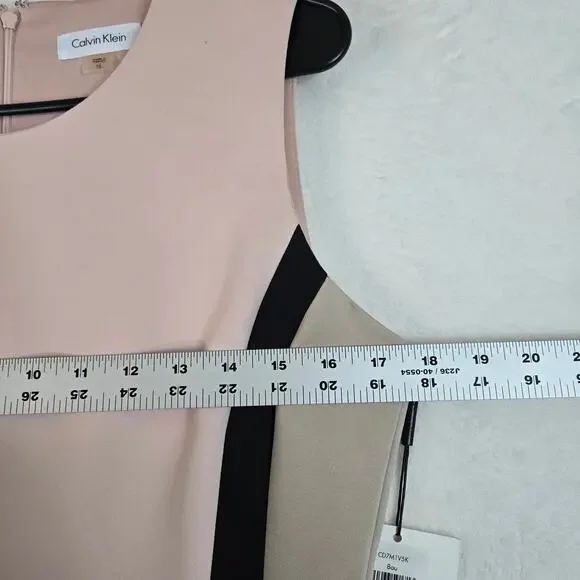 Calvin Klein Color Block Sheath Dress Womens 10 Knee Length Sleeveless 0679 - Picture 8 of 10